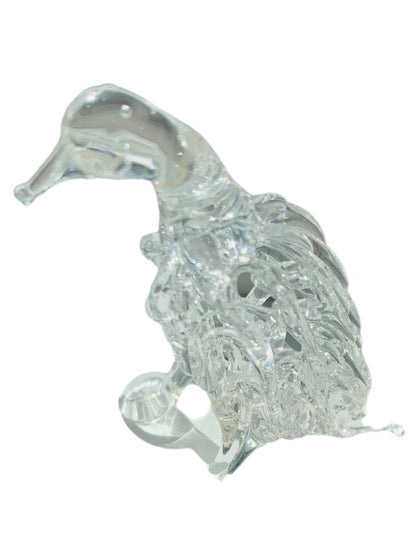 Clear Spun Glass Bird Figurine Filigree Vintage 2.25" h Vintage