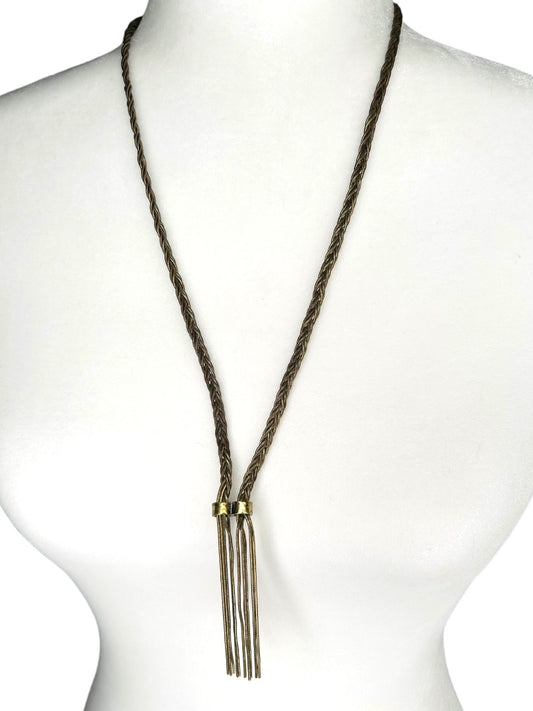 Steve Madden Antiqued Look Silvertone 26" Lariat Style Braided Chain