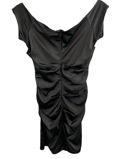 Small Rubber Ducky Productions Black Satin Ruched Dress Vintage 1990s Sexy