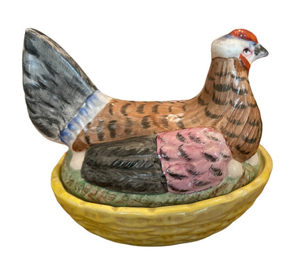 Staffordshire Brooding Hen On Nest Basket Small #152 Kent 5" T x 4" W