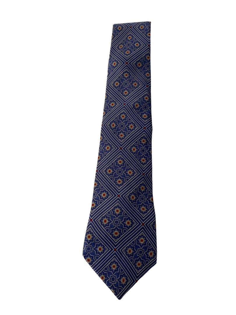 Vintage Blue Red Gold Necktie Mens Tie All Silk Imported from Italy 56"  Length