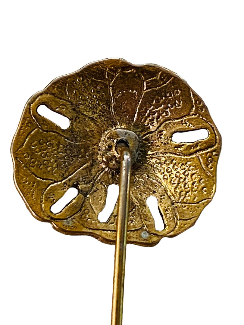Vintage Goldtone Coppertone 2"l Stick Pin Sand Dollar Design (3/4")