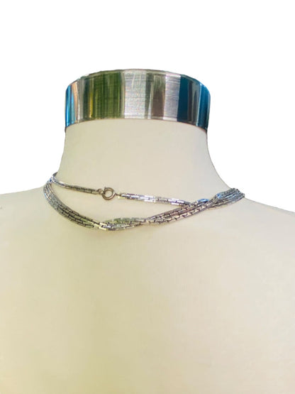 Silvertone Box Chain Necklace 62" Long Spring Clasp Shiny Strand String