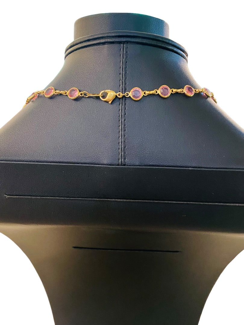 Goldtone Pink Signed Avon 22.5" Necklace Lobster Clasp