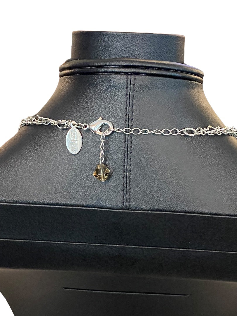 White House Black Market 16-18" Silvertone Charm Necklace Faceted Beads