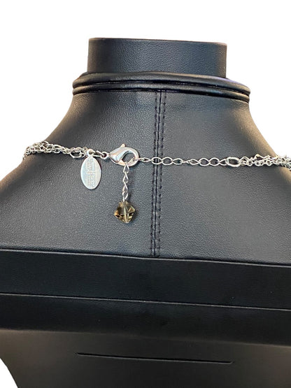 White House Black Market 16-18" Silvertone Charm Necklace Faceted Beads