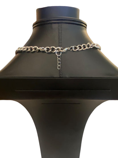 Silvertone 17" Statement Necklace Clear Charm Beads Lobster Clasp