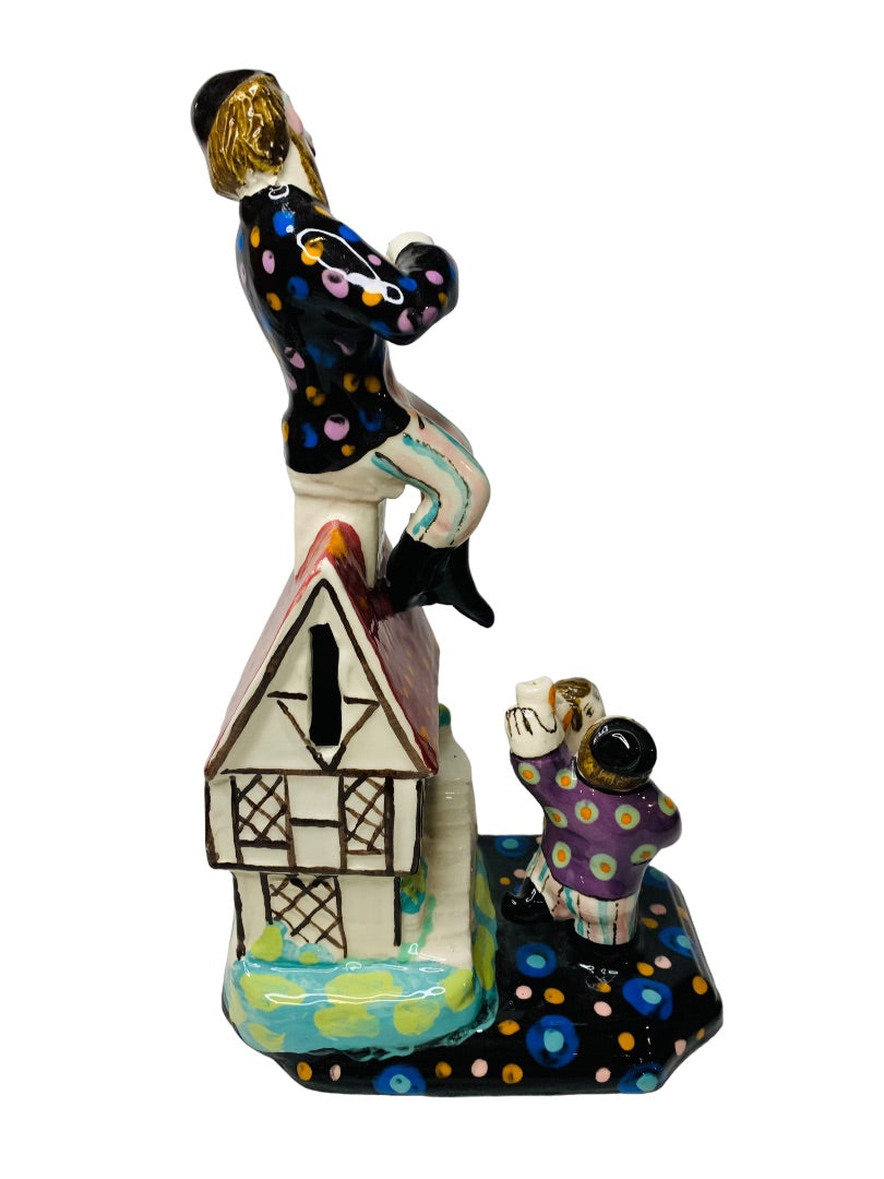 Noi Volkov Menorah Fiddler on the Roof Wedding Couple Signed Ceramic Bank