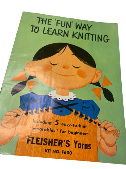 Vintage Paperback The "Fun" Way to Learn Knitting Kit No. F600 Fleisher's