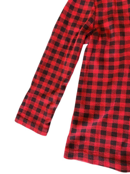 18M Ralph Lauren Baby Red Black Checked Shirt Tip Ruffled Collar Long Sleeve