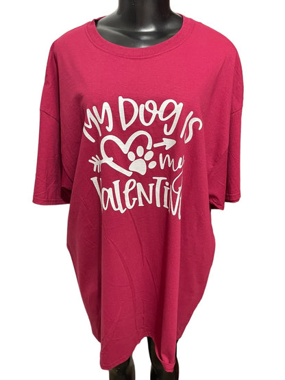 2XL Fruit of the Loom HD Cotton My Dog Is My Valentine T-Shirt Red