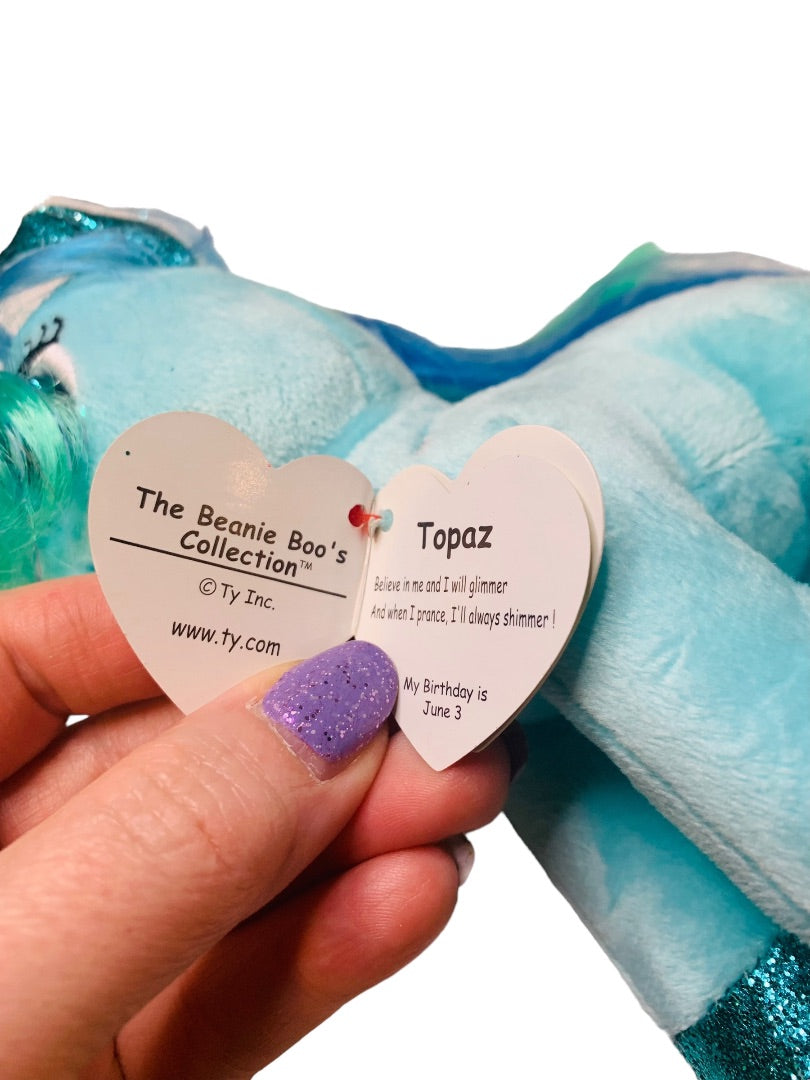 TY Beanie Boos 6" Topaz Teal Pony Plush Stuffed Animal Toy Heart Tags 2019