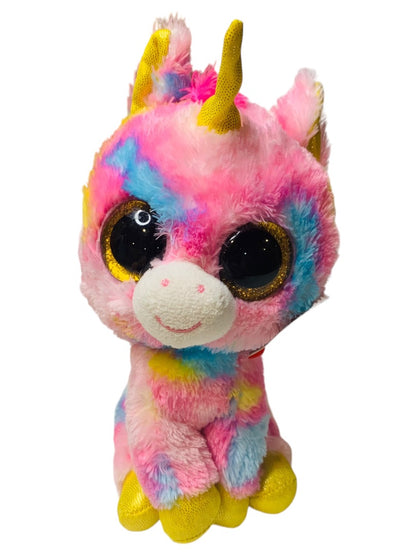 Ty Beanie Boos Fantasia Baby Pastel Multicolor Plush Unicorn 6" Pink