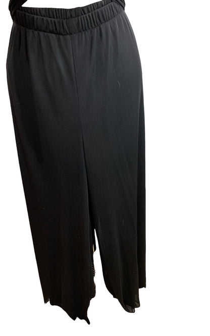 Size 18/20W DressBarn Woman Black Loose Fit Pull On Dress Pants Sheer Overlay