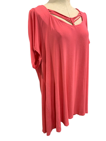 3X Torrid Super Soft Knits Hot Pink Womens Tshirt Cut Out Neckline Detail