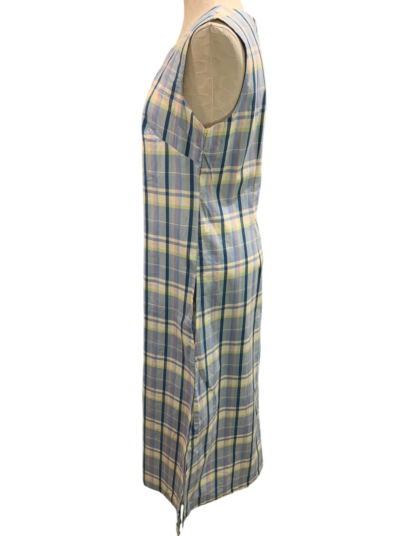 Size 6 Monterey Bay Long Plaid Dress Pockets Lightweight Cotton Sleeveless