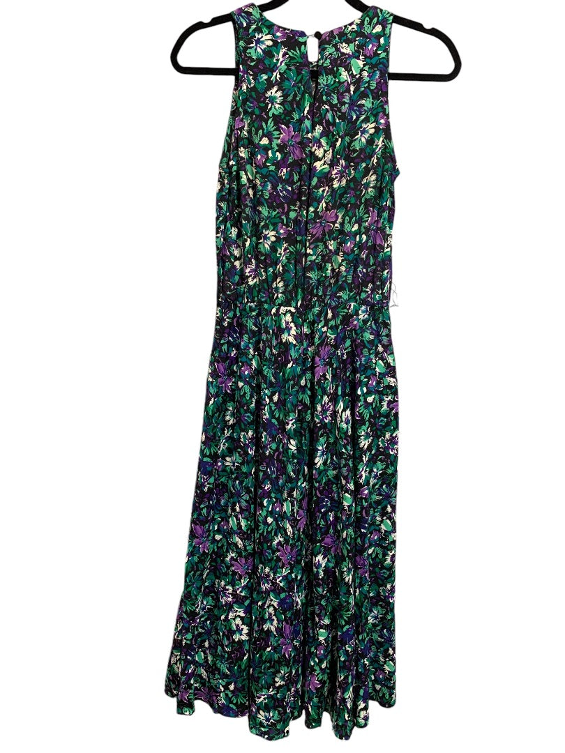 Medium E.D. Michaels Floral Maxi Dress 1980s Vintage Pockets