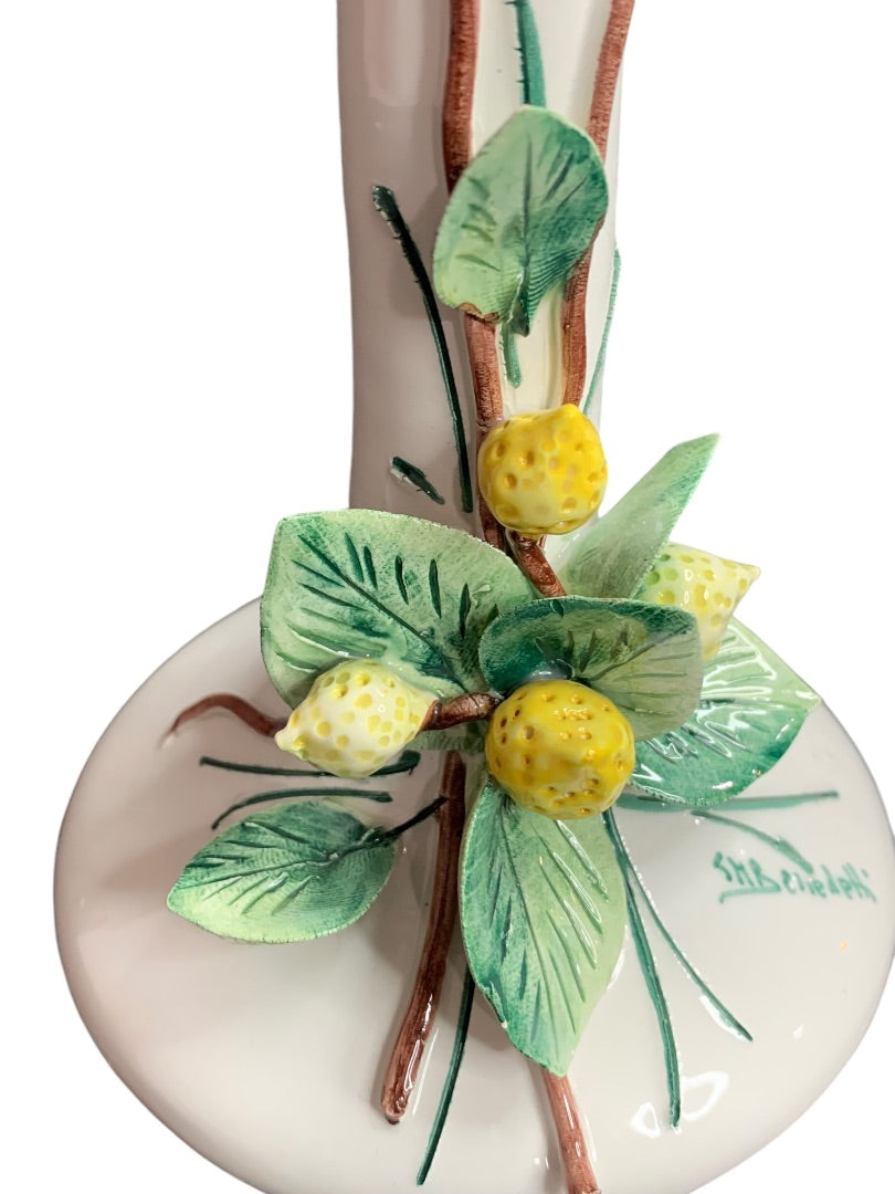 Harmony Taormina TM Benedetti Italian Candlestick Majolica Signed Lemon