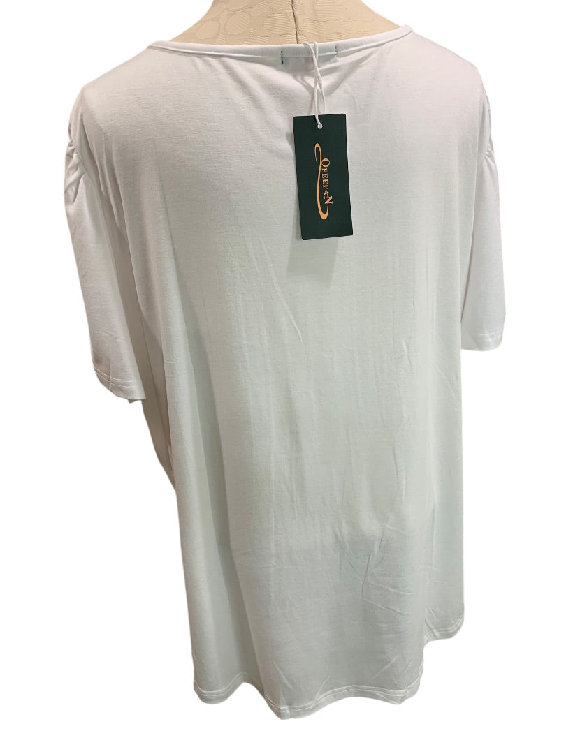 3XL Ofeefan White New Womens Scoop Neck Tshirt