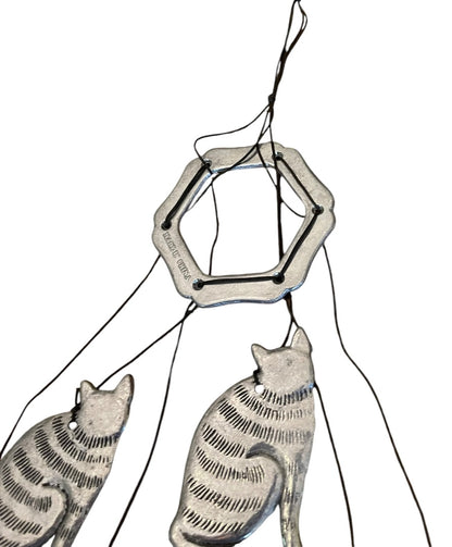 Spoontiques 6 Metal Cat Windchimes Silvertone 17 Inch Length