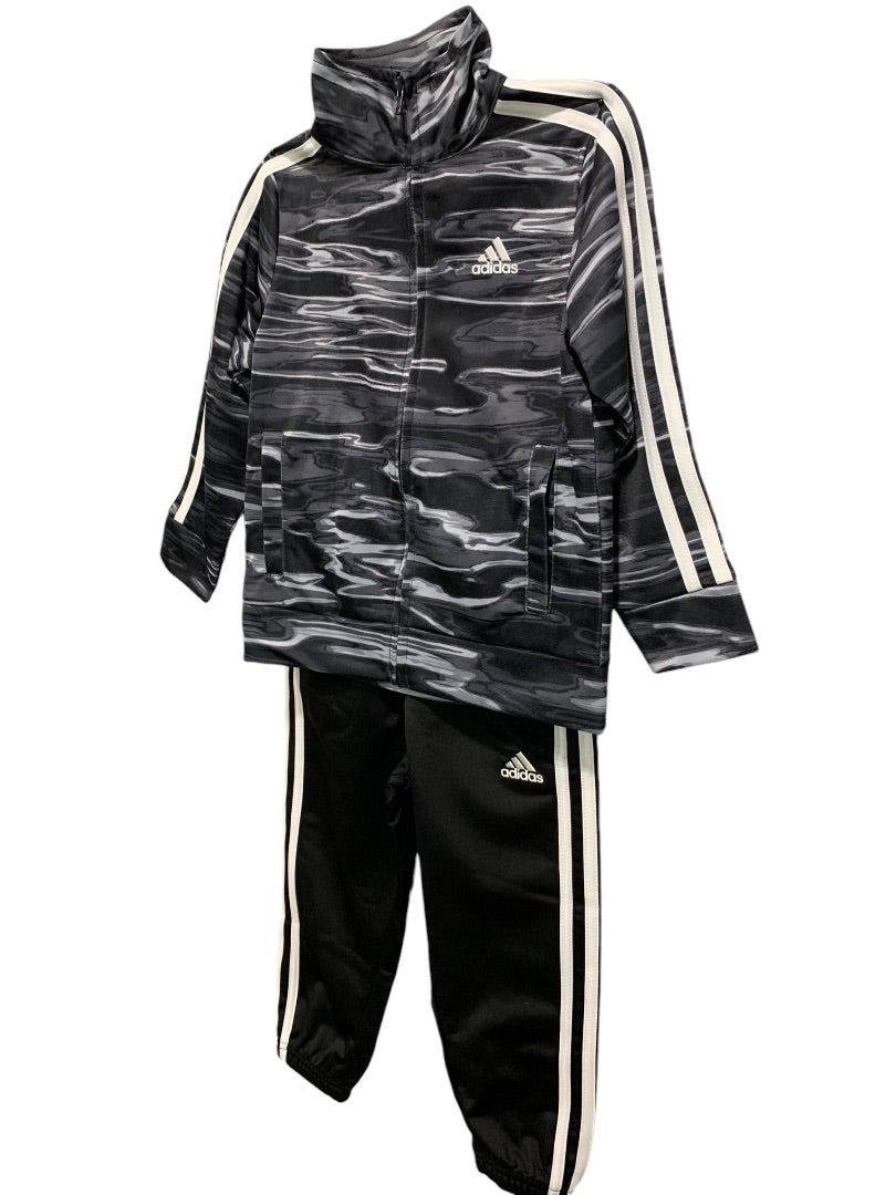 3T Adidas Boys New 2 Piece Track Outfit Set Black Gray AG6511C