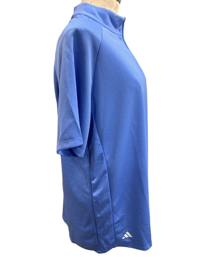 1X Adidas Womens New Short Sleeve Golf Polo 1/4 Zip Blue Fusion HS8954