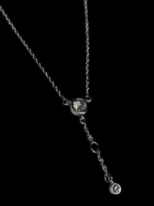 Silvertone Necklace Drop Pendant 16-18.5 Inches Lobster Clasp