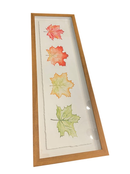 Fall Leaves Green Yellow Red Orange Wall Framed Wall Hanging Art