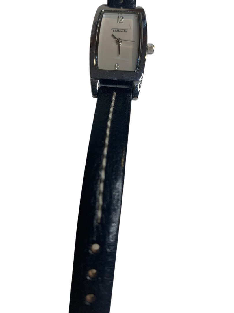 Talbots Womens Wristwatch Silvertone Rectangular Face Working