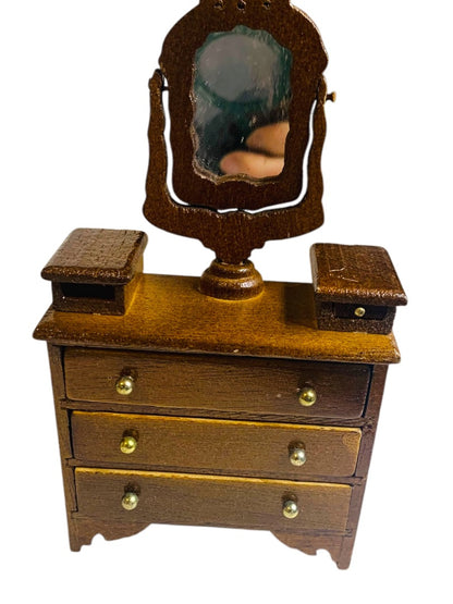 Hello Dolly Miniature Dollhouse Empire Style Dresser Mirror 1:12 Scale Wooden