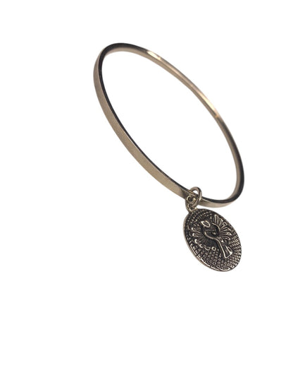 Silvertone Bangle Bracelet 2.6 Inch Angel Charm