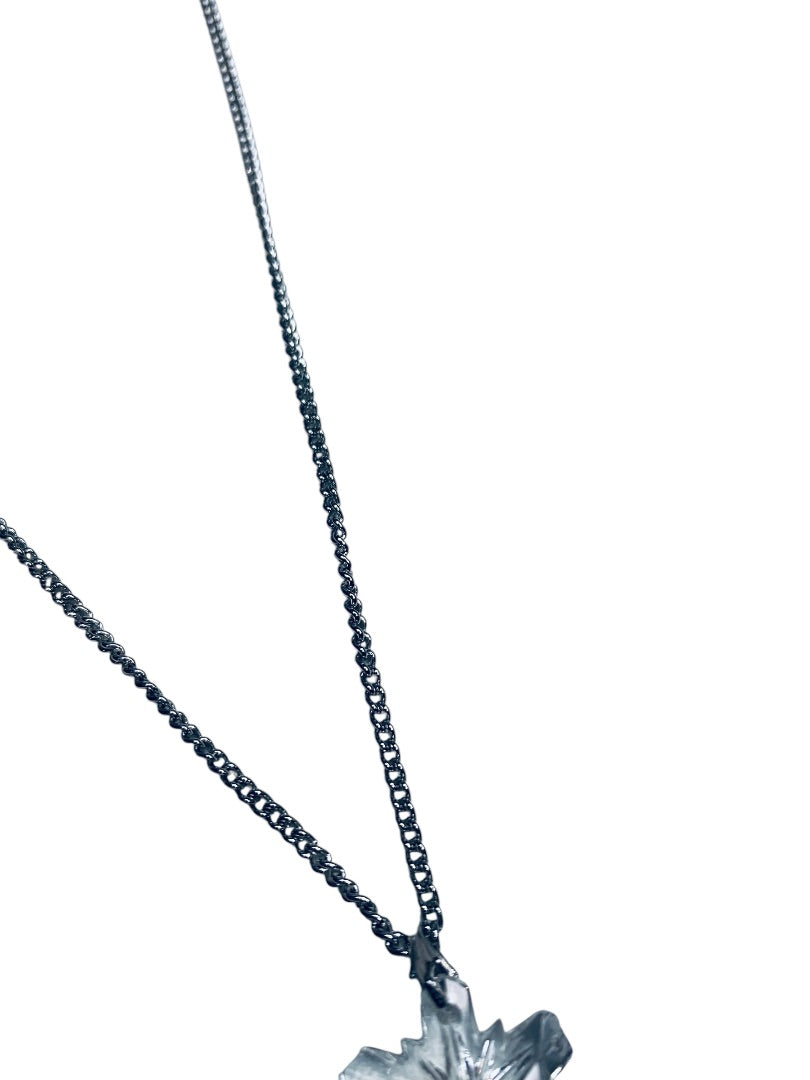 Vintage Silvertone Necklace Acrylic Clear Snowflake Pendant 18 or 20 Inch