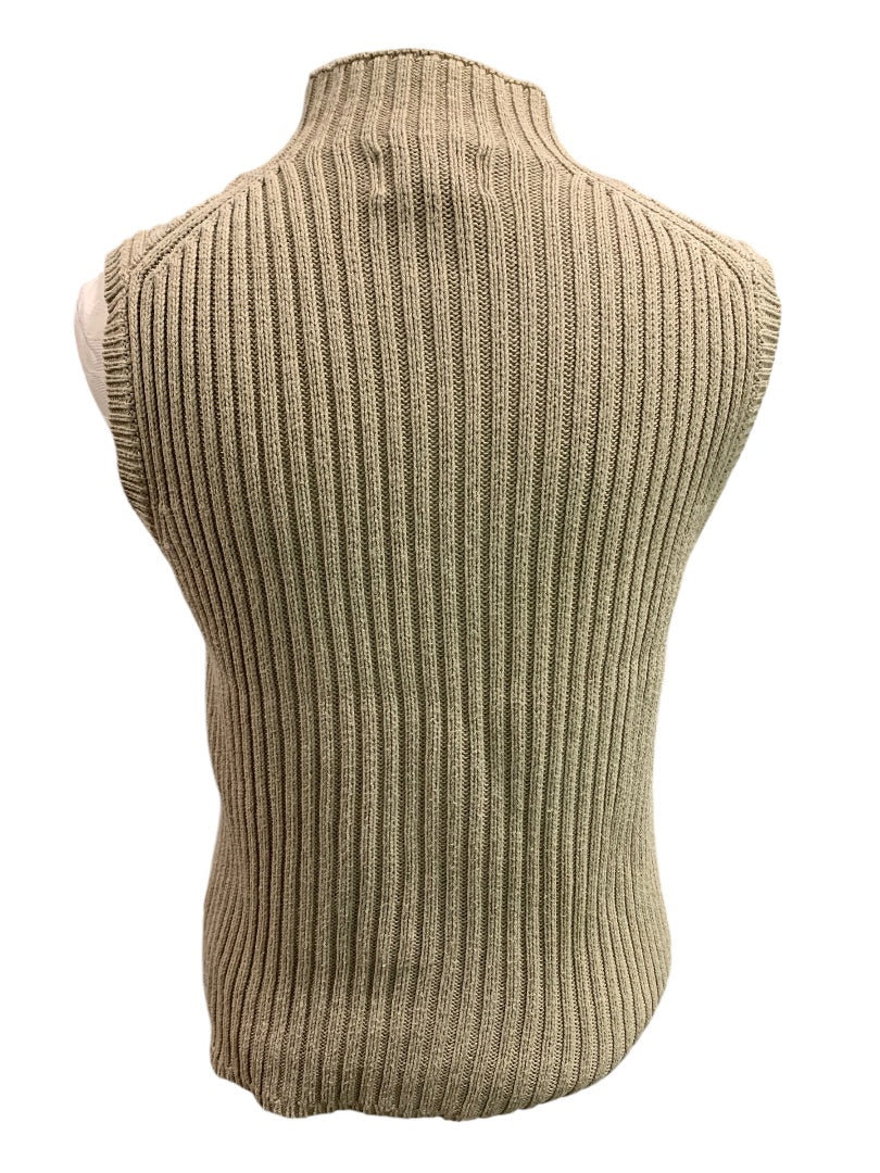 Medium Woolrich Womens Tan Khaki Full Zip Sweater Vest Cotton Blend