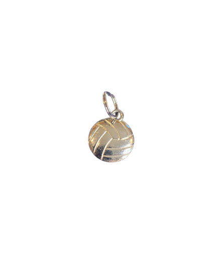 Sparkly Silvertone Volleyball Charm Pendant Jump Ring .75 Inches