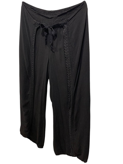 XL Vanilla Sky Womens Boho Black Pants Split Leg Lightweight Pull On