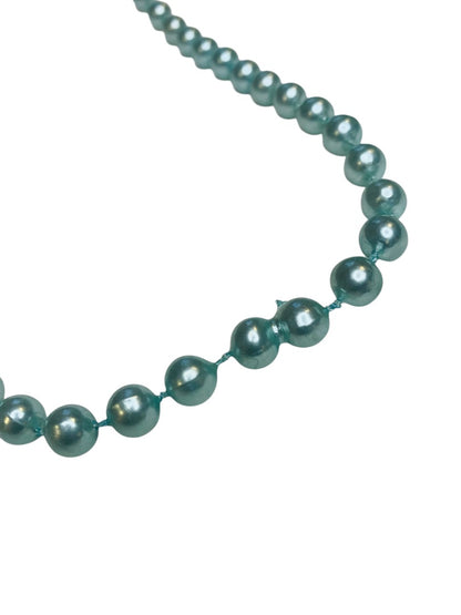 Vintage Faux Aqua Pearl 23 Inch Necklace No Clasp Overhead