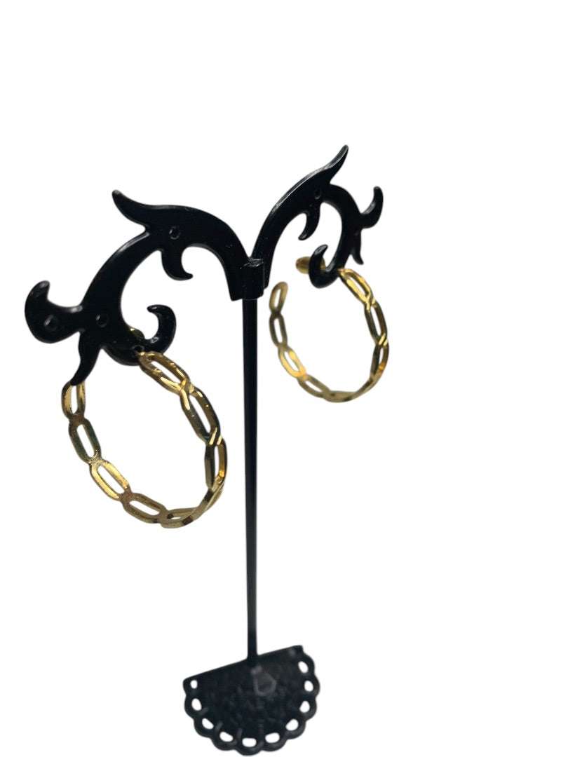 Goldtone Hoop Earrings Post Pierced 1.1 Inch Diameter