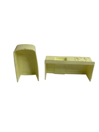1950s Marx Miniature Dollhouse Yellow Plastic Kitchen Set 2 Piece