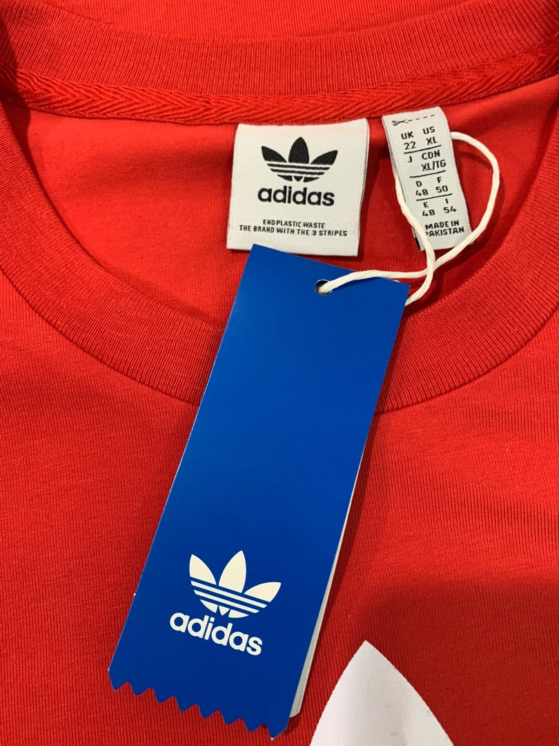 XL Adidas Womens New Trefoil Tee Shirt Red White FM3302