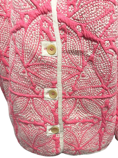 2X Nic+Zoe Jet Set Knit Jacket Pink Womens New Textured