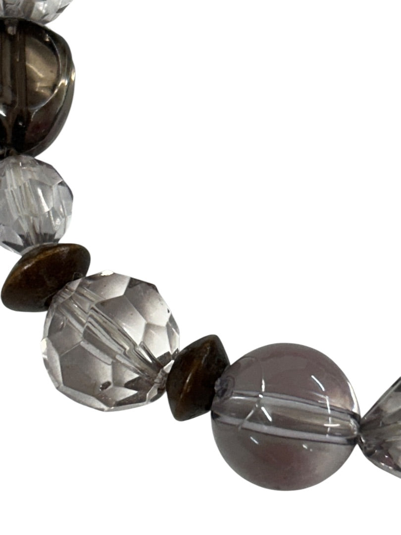 Acrylic Beaded Stretch Bracelet Clear Black Brown