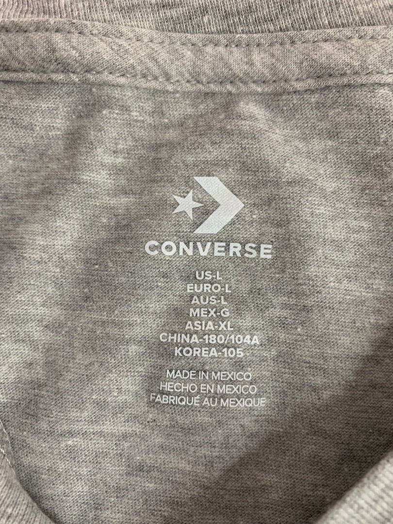 Large Converse Mens New Gray Logo Tshirt Short Sleeve