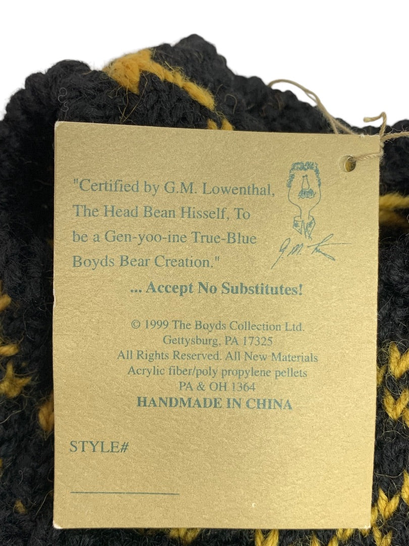 Boyds Bears Knit Sweater Vest Diamond Pattern Yellow Black for 10 Inch New