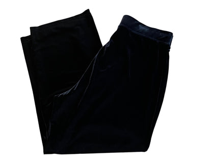 1XP Susan Graver Petite Elastic Waist Pants Black Velour Pull On