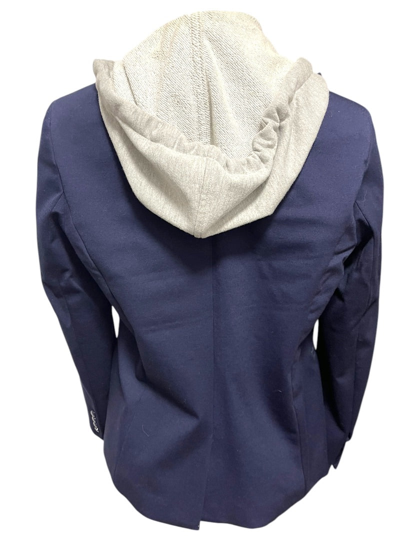 Small Central Park West Womens Detachable Hood Layer Jacket Blazer Navy