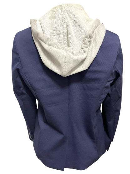 Small Central Park West Womens Detachable Hood Layer Jacket Blazer Navy