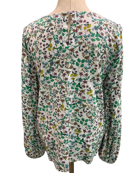 Medium LOFT Womens Popover Floral Blouse Shirt Long Sleeve