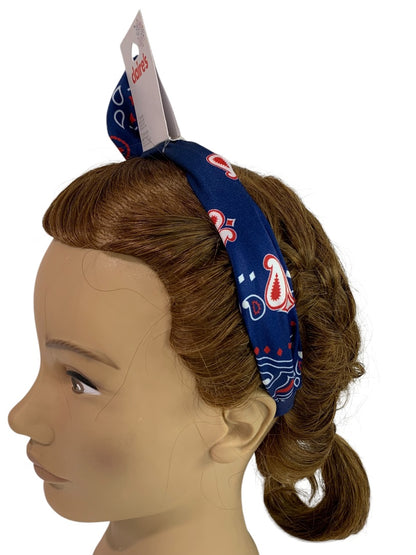 Claires New Headband Patriotic Fabric Covered Paisley Bow