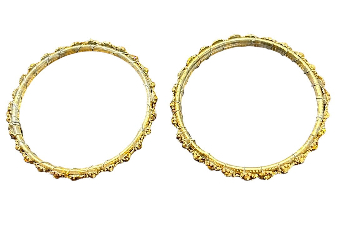 Lightweight Goldtone Small Bangle Bracelets Set of 2 Glitter 2.25" Inside Diameter