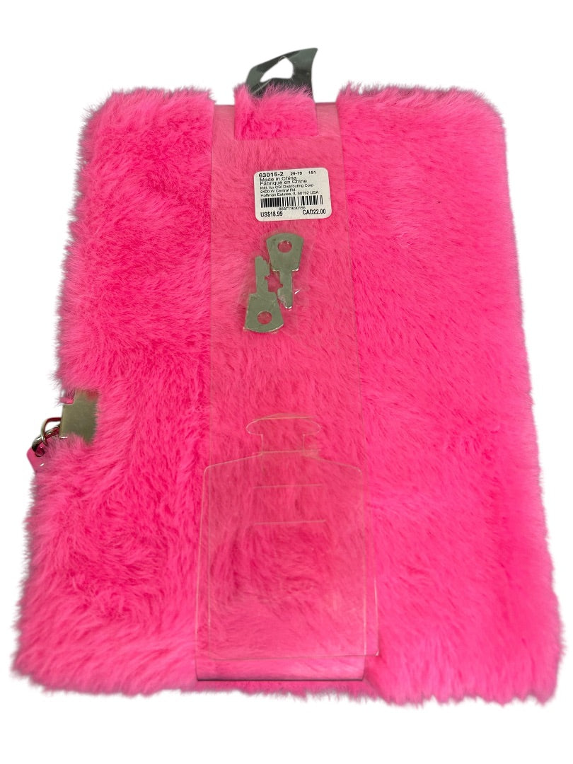 Claires New Plush Lined Journal Diary Locking Pink Avocado 8 x 6 Inch